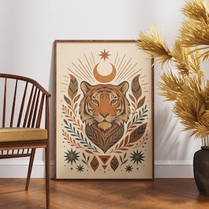 Mystical Tiger Print: Celestial Boho Jungle Art (Digital Download)