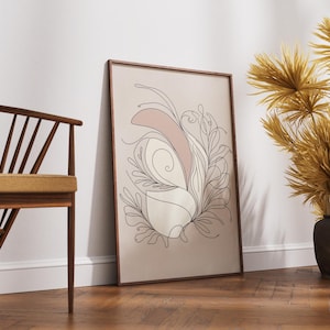 Neutral Abstract Line Art Print | Boho Botanical Wall Art | Minimalist Digital Download | Modern Home Decor | Beige Aesthetic |