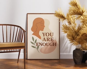You Are Enough Print: Boho Terracotta Affirmation Art (Digital Download)