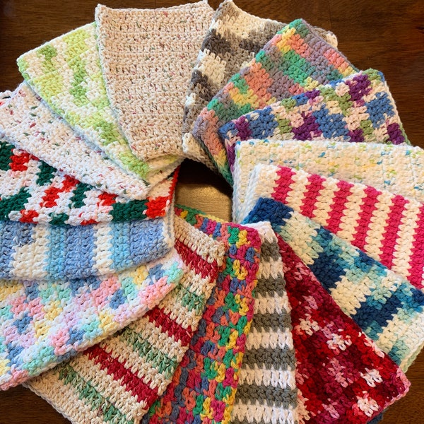 Multi colored dish cloths. Perfect for anyone who hand washes dishes!