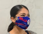 Buffalo Bills - Unisex - 100 cotton. Reusable. Beautiful, lightweight and breathable. Soft and comfortable earloops.