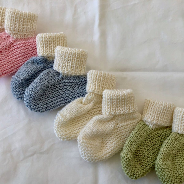 Hand knitted, extra soft wool and silk baby socks