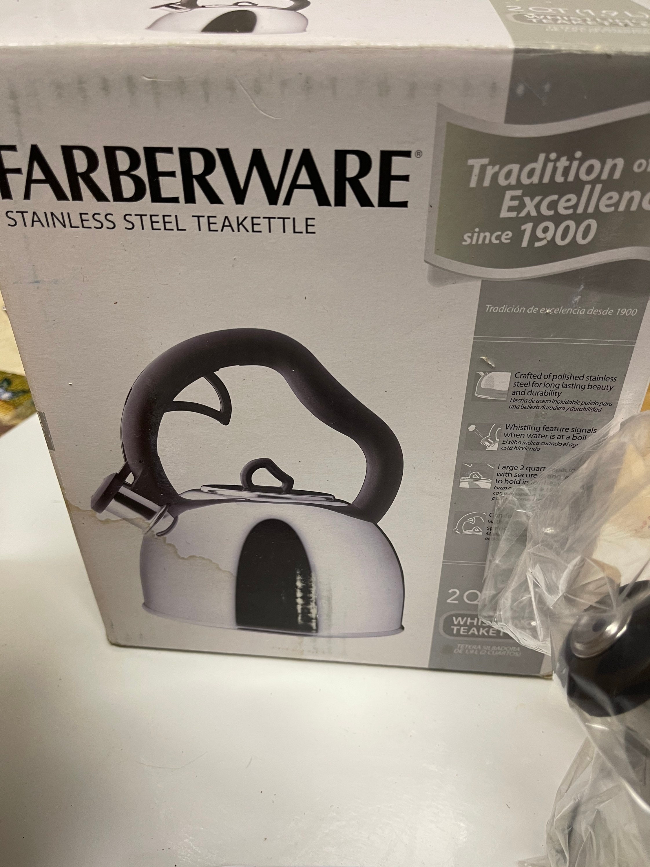 Farberware Teakettles Stainless Steel Egg-Shaped Whistling Tea Kettle, 2.3  Quart, Silver