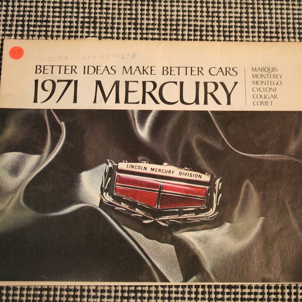 1971 Mercury Sales Brochure Catalog Mercury Marquis Monterey Montego Cougar Comet