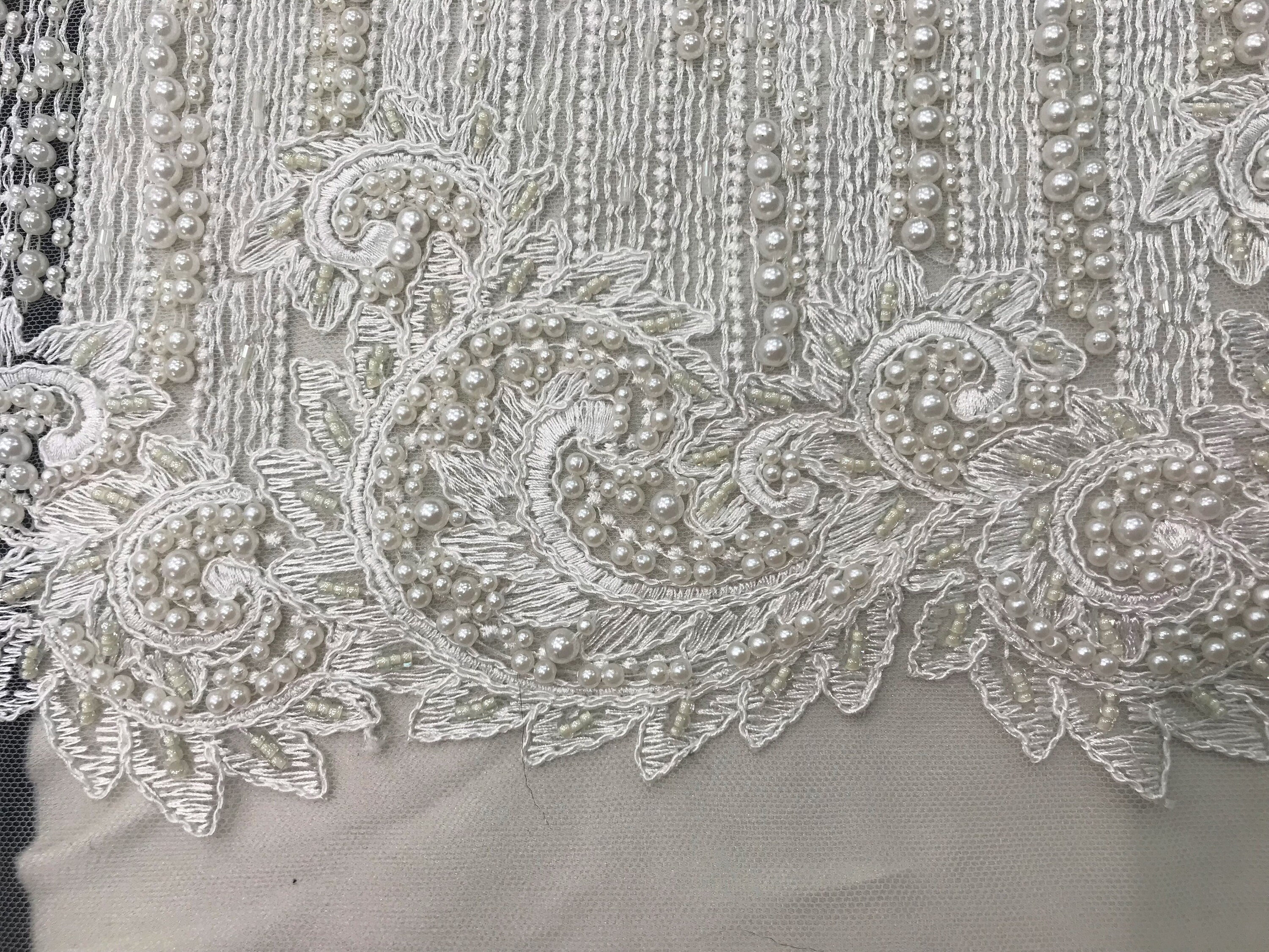 Bridal beads tulle lace fabric 3d flower lace embroidered fabric high quality african french 