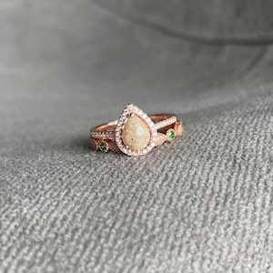 Birthstone- Cremation Tear Drop Ring Set