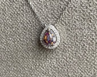 Tear Drop necklace with memorial flowers