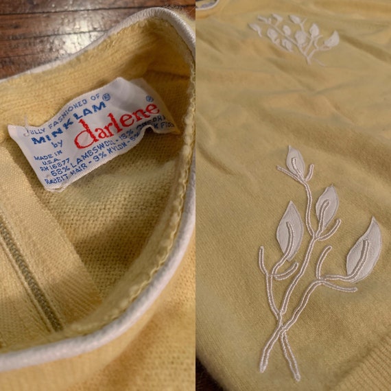 1950s Darlene Minklam Butter Yellow Wool and Ango… - image 3