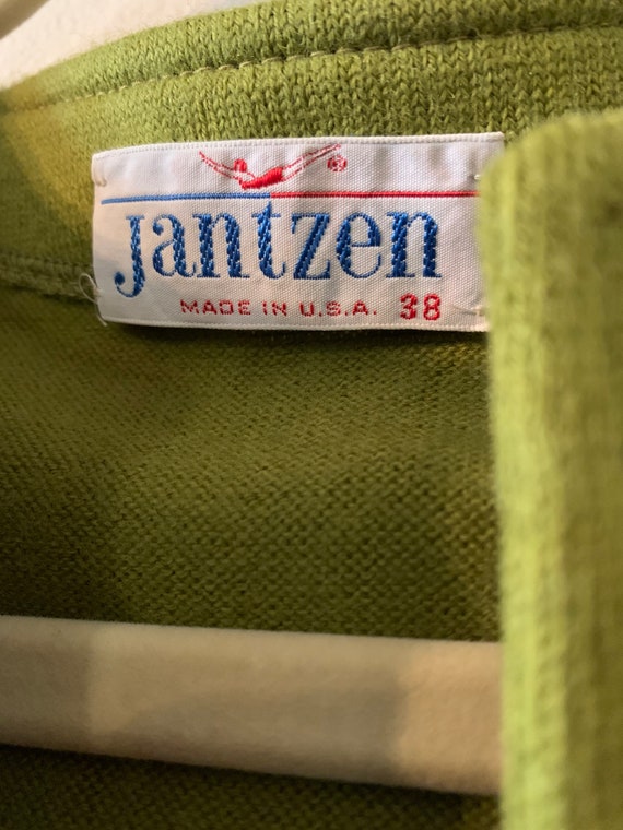 1960s Jantzen Green Apple Green Cardigan | L - image 2