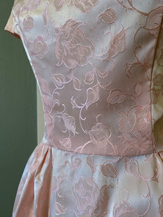 1950s Emma Domb Pink Floral Brocade Gown | S — M - image 8