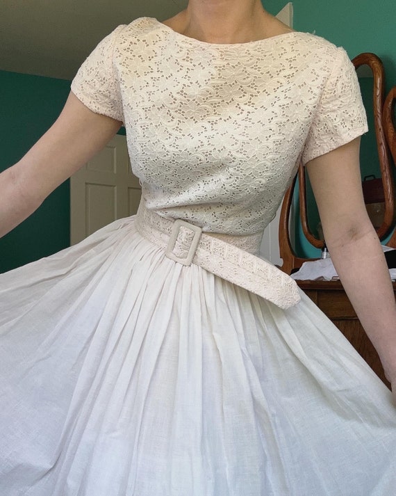 1950s Petal Pale Blush Pink Full Skirt Cotton Flor