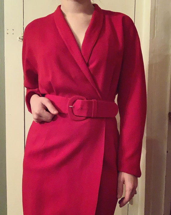 1980s 100% Wool Vivid Red Linda Allard for Ellen T