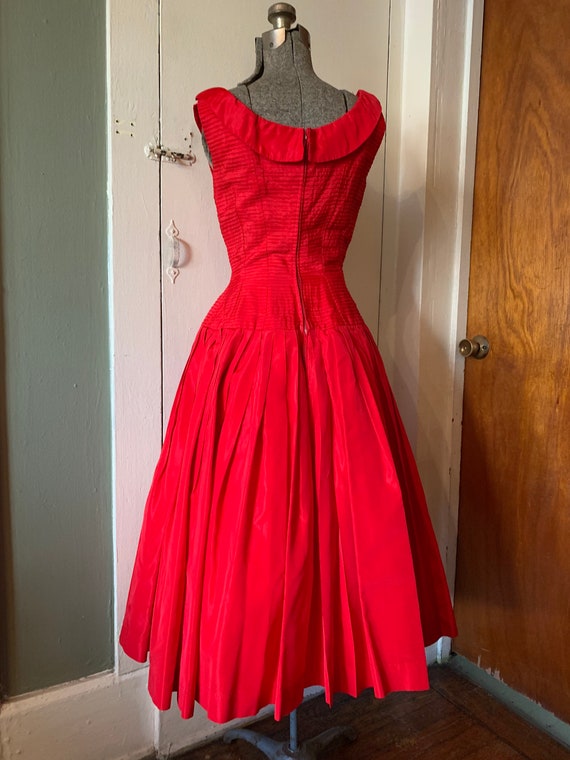 1950s Gigi Young Bright Red Full Skirt Pleated Pa… - image 5