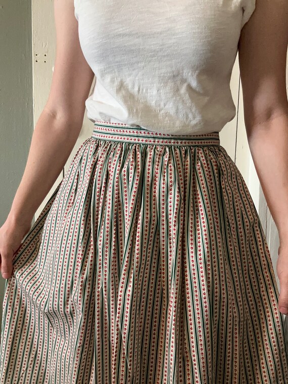 1980s/90s Apple Print Cotton Maxi Skirt | S - image 3