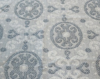 61 in. Discounted upholstery fabric remnant grey blue pale blue geometric pattern heavy duty