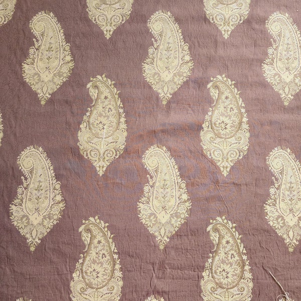 70 in (1 yard 34 in) discounted designer fabric remnant Pindler and Pindler Mocha brown paisley fabric