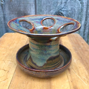 Ceramic Handmade Toothbrush Holder in Waterfall Brown, Handmade Bathroom Decor