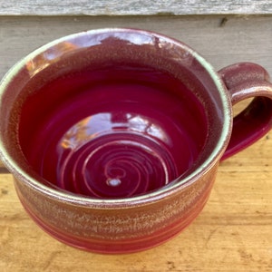 Ceramic Handmade Pottery Soup Mug in Ruby Red