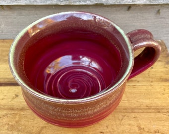 Ceramic Handmade Pottery Soup Mug in Ruby Red  ***FREE SHIPPING***