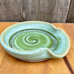 Ceramic Handmade Pottery Spoon Rest in Spearmint Green