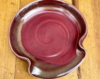 Ceramic Handmade Spoon Rest in Ruby Red