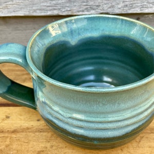 Handmade Large Ceramic Soup Mug in Blue Green ***FREE SHIPPING***