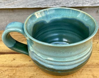 Handmade Large Ceramic Soup Mug in Blue Green