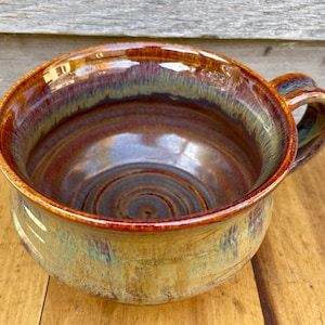 Handmade Large Ceramic Soup Mug 18-22oz. in Waterfall Brown