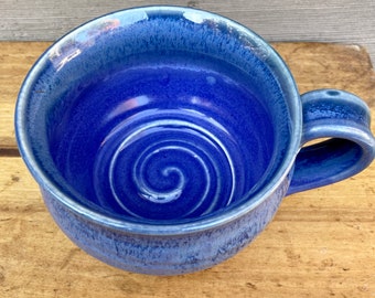 Handmade Large Ceramic Soup Mug in Aster Blue  **FREE SHIPPING**