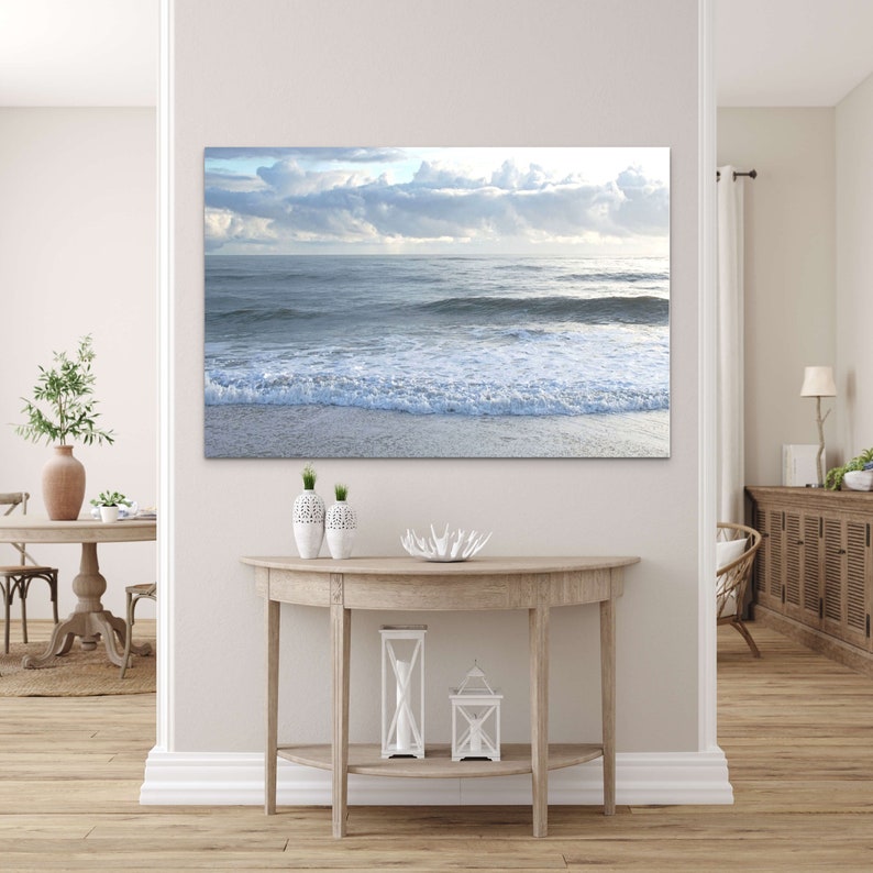 Morning at the Beach Panorama Photo, Housewarming Gift, Ocean Wall art, Travel Photography Decor, Beach house Gift, Large Wall Art 40x60x1.25 Canvas inches