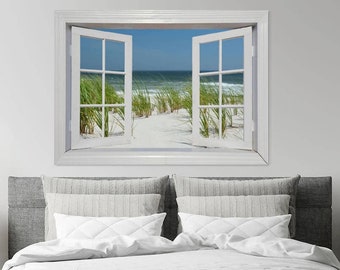 Windows & Beach Grass, Beach Photography, Bedroom Art, Office Decor, Gift for Traveler, Photography Wall Art, Greenery Beach