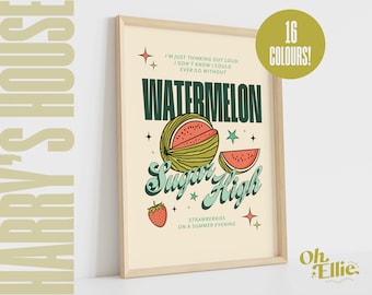 Watermelon Sugar Art Print, Harry Styles Poster, Fine Line Wall Art, Typographic Print, Music Lyric Quote, Retro Illustration, Golden