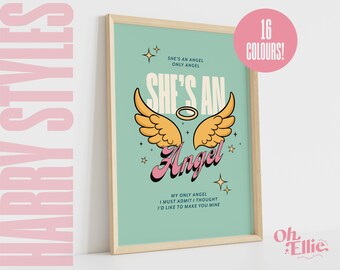 Only Angel Print, Harry Styles Poster, Fine Line Wall Art, Typographic Print, Music Lyric Quote, Retro Illustration, Watermelon Sugar