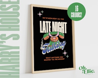 Late Night Talking Print, Harry Styles Poster, Harry's House Wall Art, Typographic Music, Lyric Quote, Retro Illustration, Watermelon Sugar