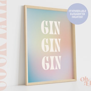 Gin Quote Print, Drink Poster, Kitchen Decor, Kitchen Art, Retro Wall Art, Typographic Print, Minimalist Home Decor, Gin Cocktail Lover