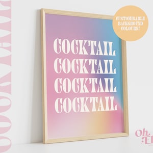 Cocktail Quote Print, Drink Poster, Kitchen Decor, Kitchen Art, Retro Wall Art, Typographic Print, Minimalist Home Decor, Cocktail Lover