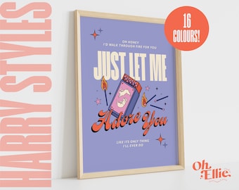 Adore You Art Print, Harry Styles Poster, Fine Line Wall Art, Typographic Print, Music Lyric Quote, Retro Illustration, Watermelon Sugar