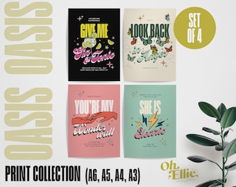 Oasis Print Collection, A6 A5 A4 A3, Indie Rock Music, Lyric Poster, Aesthetic Wall Collage Kit, Liam Noel Gallagher, Supersonic, Wonderwall