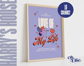 Love of my Life Art Print, Harry Styles Poster, Harry's House Wall Art, Typographic Music, Lyric Quote, Retro Illustration, Watermelon Sugar
