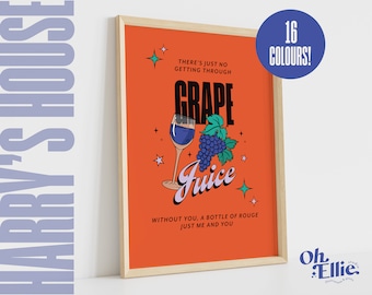 Grape Juice Print, Harry Styles Poster, Harry's House Wall Art, Typographic Print, Music Lyric Quote, Retro Illustration, Watermelon Sugar