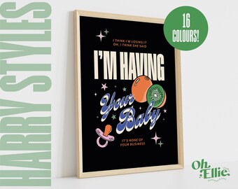 Kiwi Print, Harry Styles Poster, Fine Line Wall Art, Typographic Print, Music Lyric Quote, Retro Illustration, Watermelon Sugar, Golden
