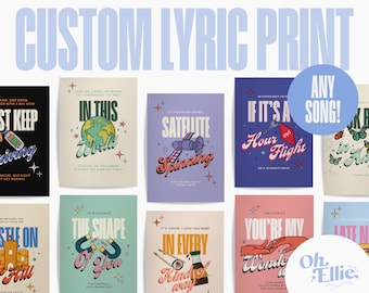 CUSTOM Lyric Poster, Favourite Song, Lyrics Wall Art, Personalised Typographic Music Print, Wedding Song, Anniversary Gift, First Dance