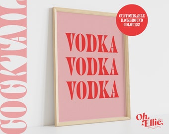 Vodka Quote Print, Drink Poster, Kitchen Decor, Kitchen Art, Retro Wall Art, Typographic Print, Minimalist Home Decor, Vodka Cocktail Lover