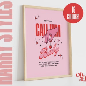 Cherry Art Print, Harry Styles Poster, Fine Line Wall Art, Typographic Print, Music Lyric Quote, Retro Illustration, Watermelon Sugar Golden