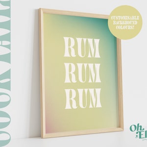Rum Quote Print, Drink Poster, Kitchen Decor, Kitchen Art, Retro Wall Art, Typographic Print, Minimalist Home Decor, Rum Cocktail Lover
