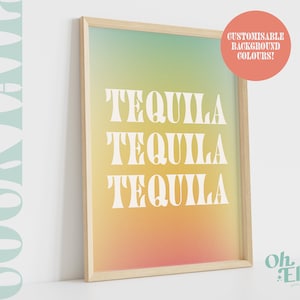 Tequila Quote Print, Drink Poster, Kitchen Decor, Kitchen Art, Retro Wall Art, Typographic Print, Minimalist Home Decor, Tequila Lover