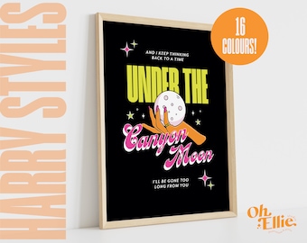 Canyon Moon Art Print, Harry Styles Poster, Fine Line Wall Art, Typographic Print, Music Lyric Quote, Retro Illustration, Watermelon Sugar