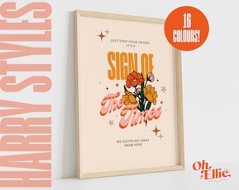 Sign Of The Times Print, Harry Styles Poster, Fine Line Wall Art, Typographic Print, Music Lyric Quote, Retro Illustration, Watermelon Sugar