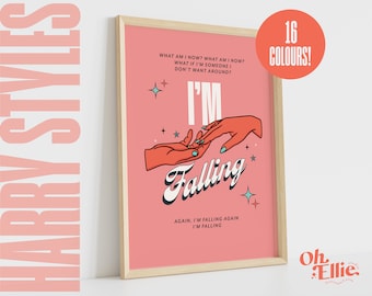 Falling Art Print, Harry Styles Poster, Fine Line Wall Art, Typographic Print, Music Lyric Quote, Retro Illustration, Watermelon Sugar