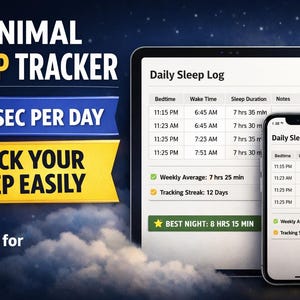 Sleep Log Concept | Simple Daily Sleep Tracker | Bedtime Routine & Monthly Overview | Wellness Template